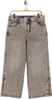 Democracy Faux Pearl Detail Acid Wash Jeans