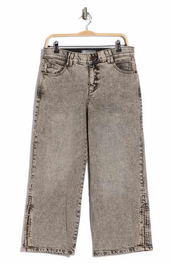 Democracy Faux Pearl Detail Acid Wash Jeans