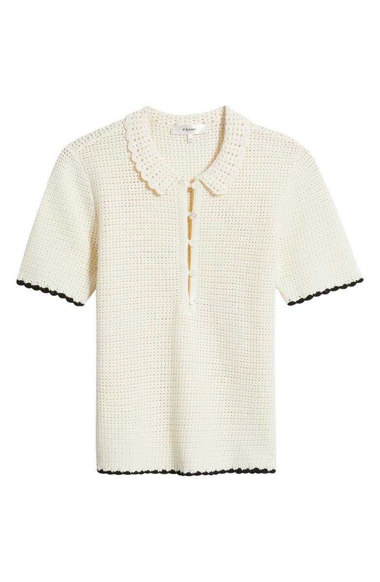 FRAME The Daybreak Open Stitch Polo Sweater, Alternate, color, Cream Multi