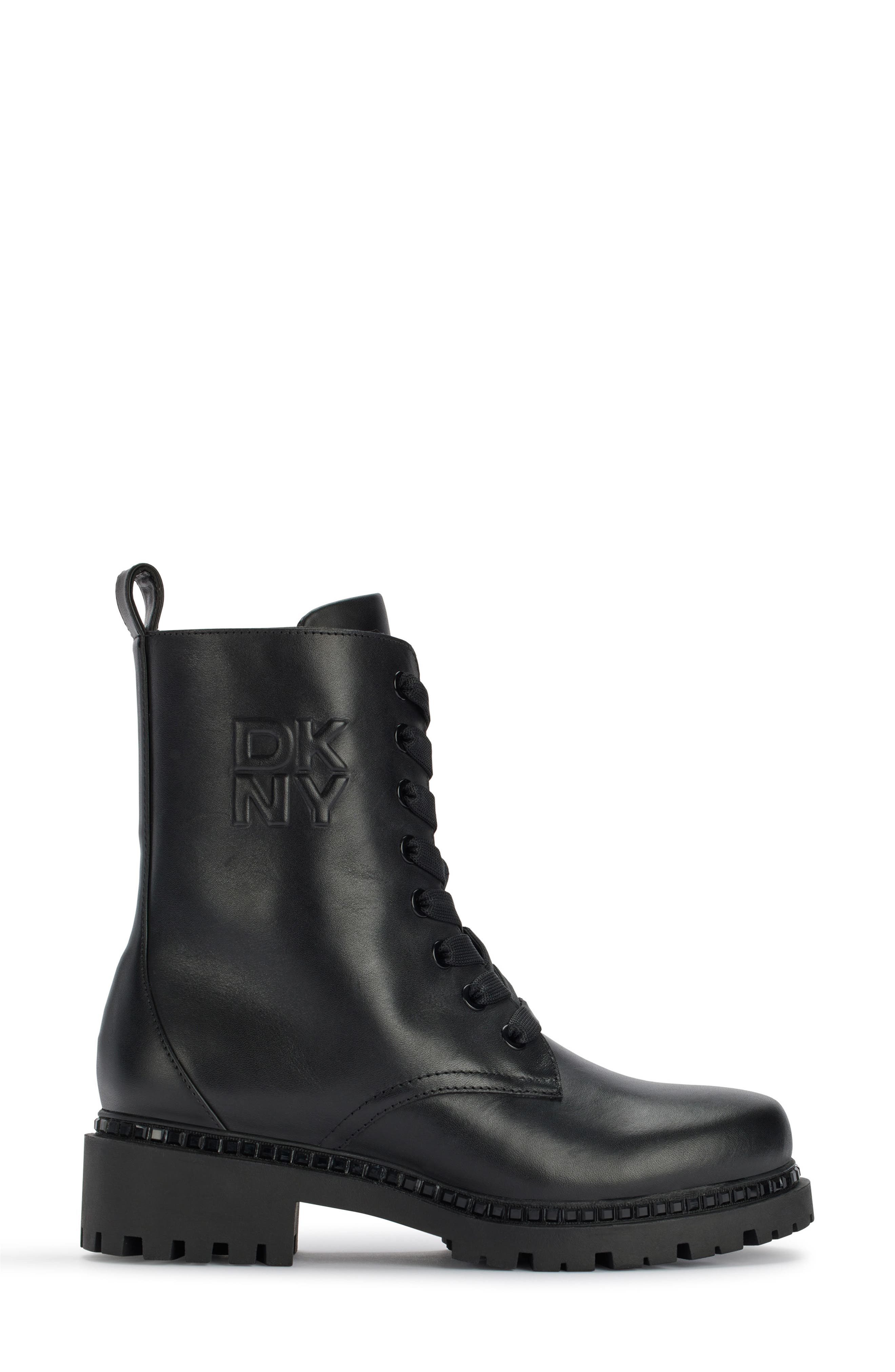 DKNY Rudy Leather Combat Boot, Alternate, color, Black