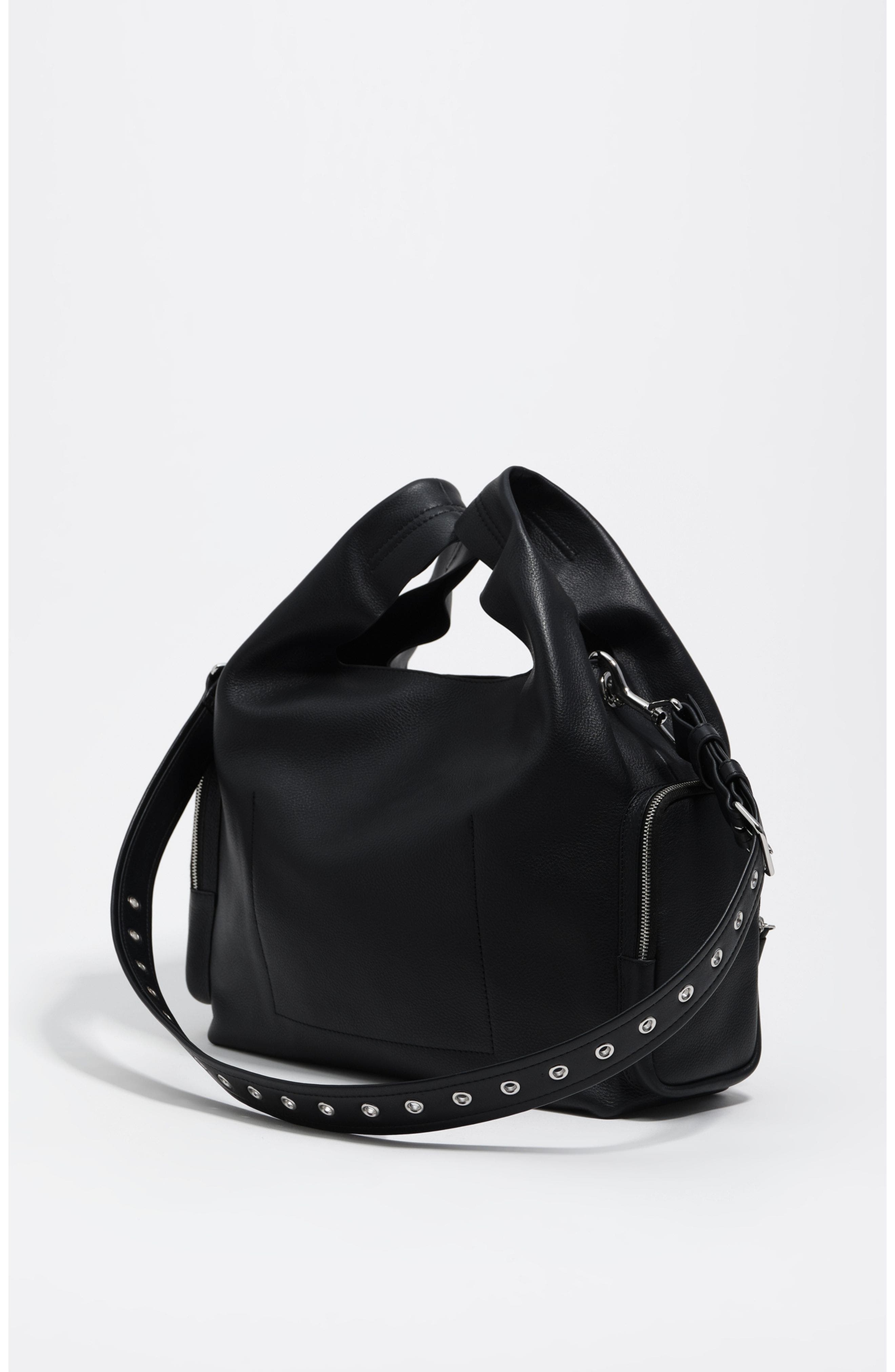 Bimba y Lola Leather Crossbody Bag, Alternate, color, Black