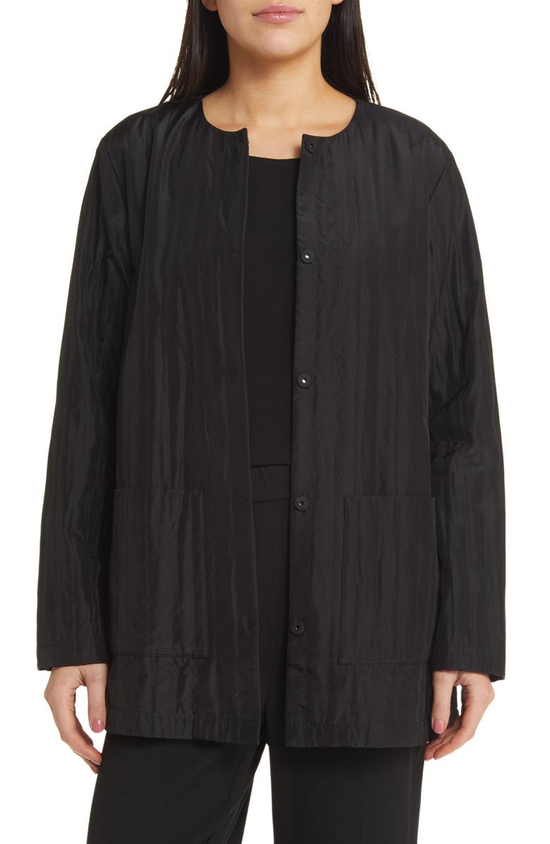 Eileen Fisher Quilted Silk Jacket, Main, color,