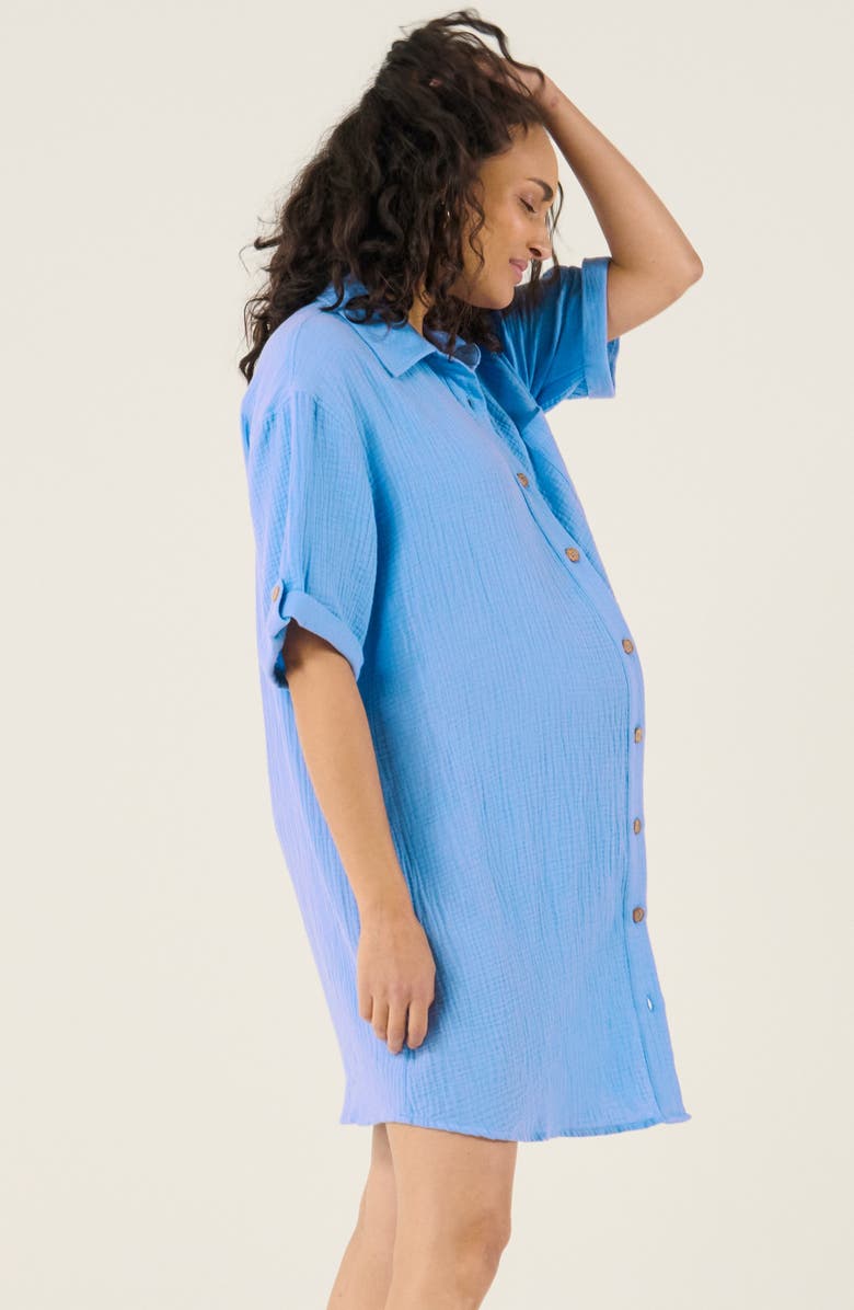 Cache Coeur Bertille maternity and nursing beach dress, Alternate, color, Blue