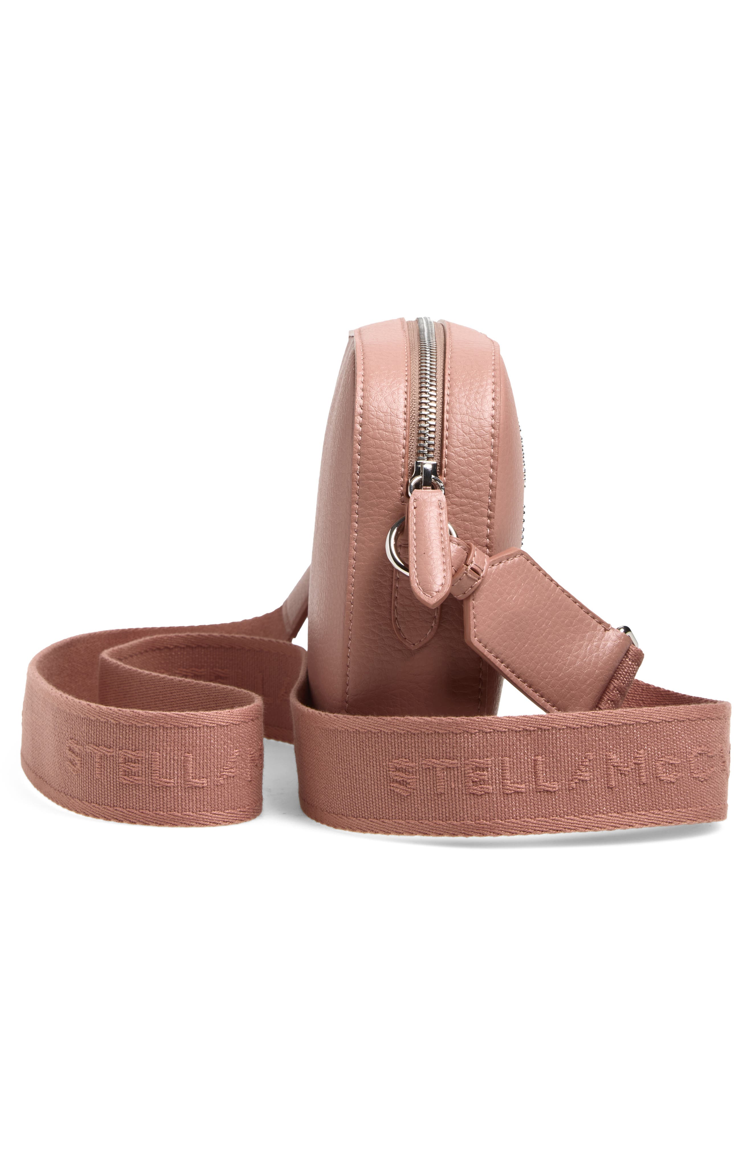 Stella McCartney Small Stud Logo Faux Leather Camera Bag, Alternate, color, Tawny Rose