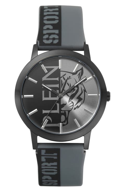 Three-Hand Quartz Silicone Strap Watch, 44mm