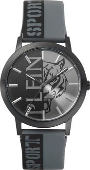 PLEIN SPORT Three-Hand Quartz Silicone Strap Watch, 44mm