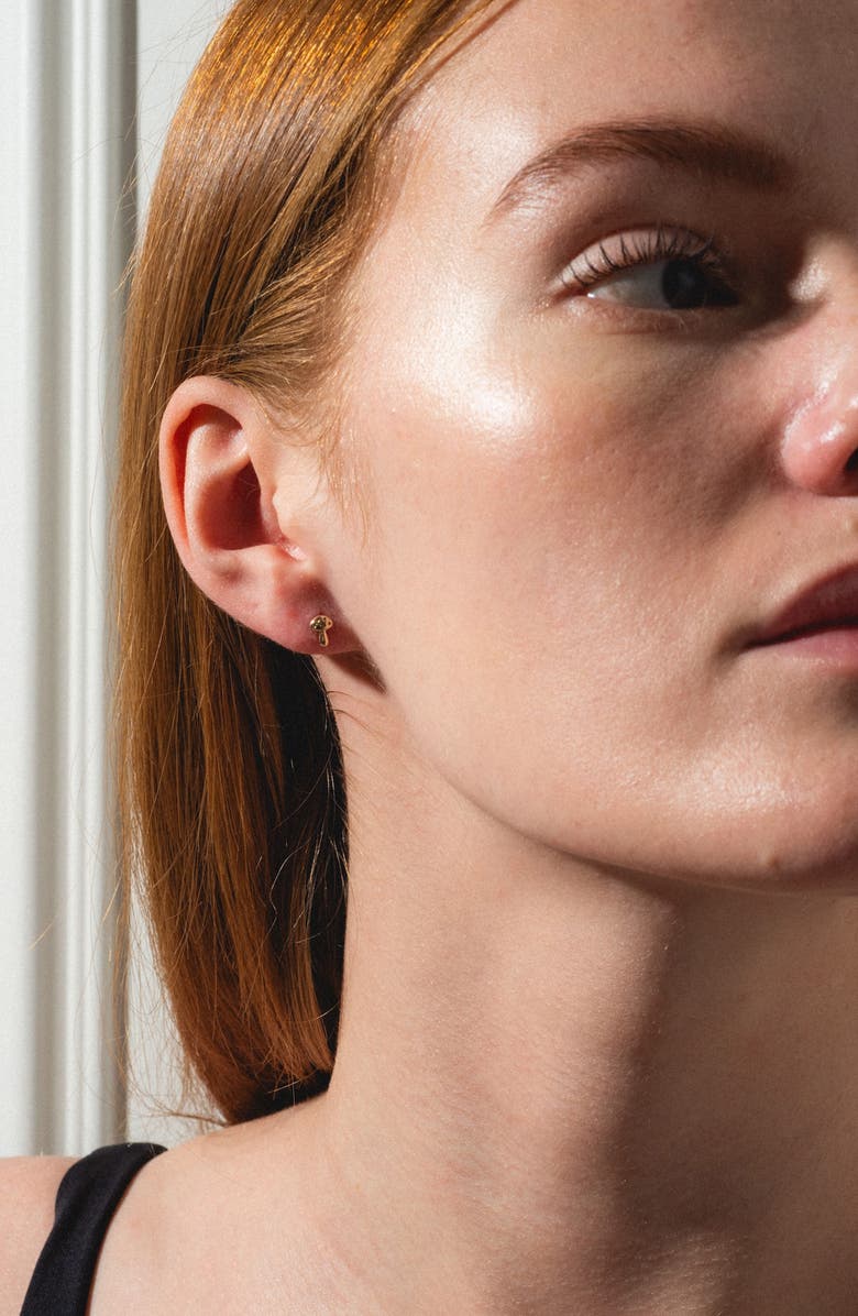 Local Eclectic Solid 9K Gold Mushroom Stud Earrings, Alternate, color, Gold