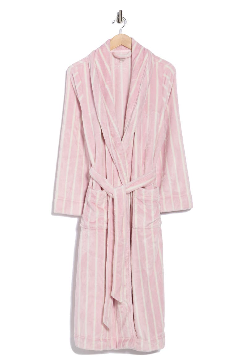Stripe Plush Midi Robe, Alternate, color, PINK CAKE SWAYED STRIPE