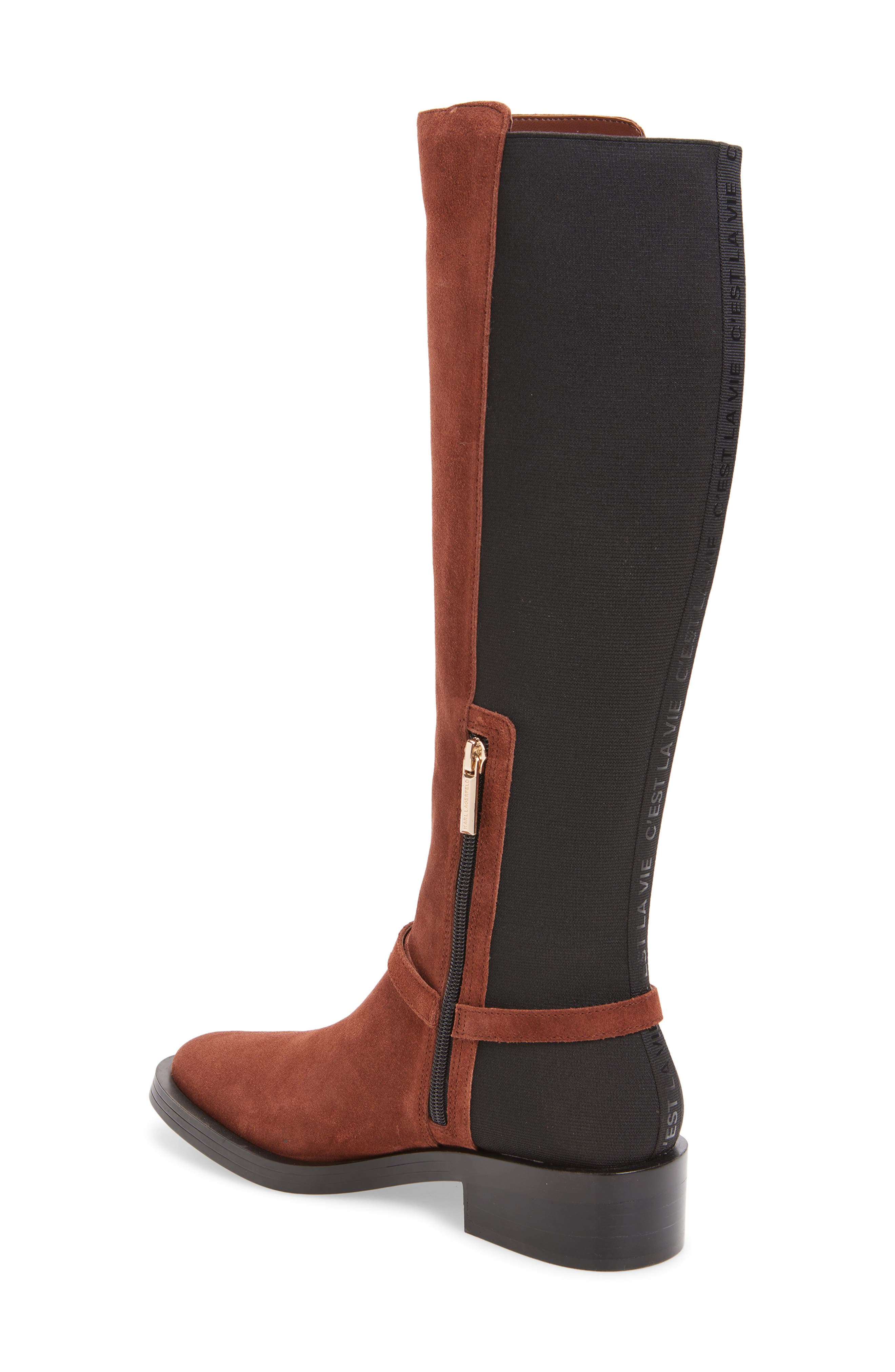 KARL LAGERFELD PARIS Verill Knee High Boot, Alternate, color, Cognac/ Black