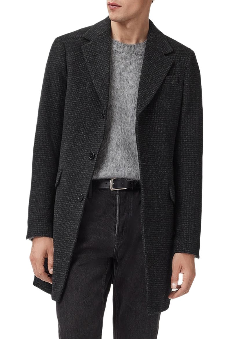 Caspian Wool Blend Coat, Main, color, CINDER BLACK MARL
