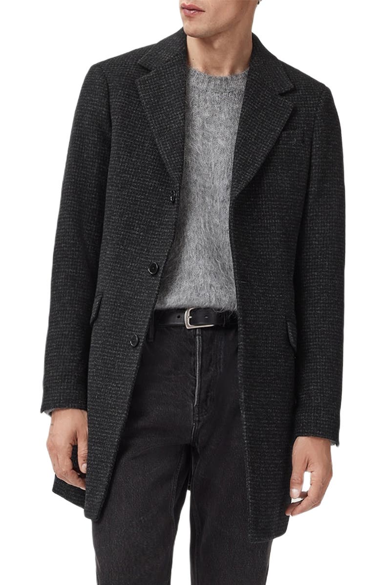AllSaints Caspian Wool Blend Coat, Main, color, Cinder Black Marl