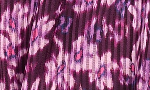 Walking On Sunshine Kids' Floral Long Sleeve Plissé Tiered Dress In Purple