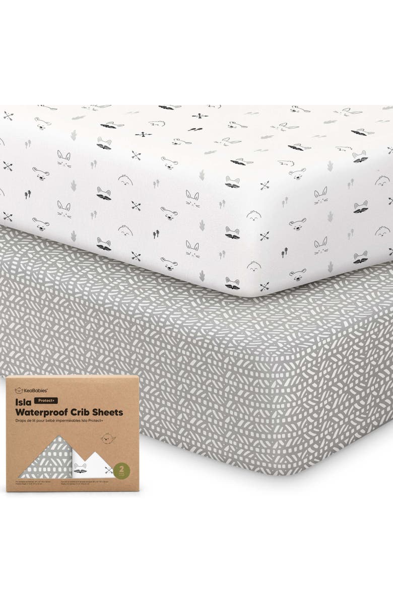 KeaBabies 2-Pack Isla [Protect+] Waterproof Crib Sheets, Main, color, Nordic