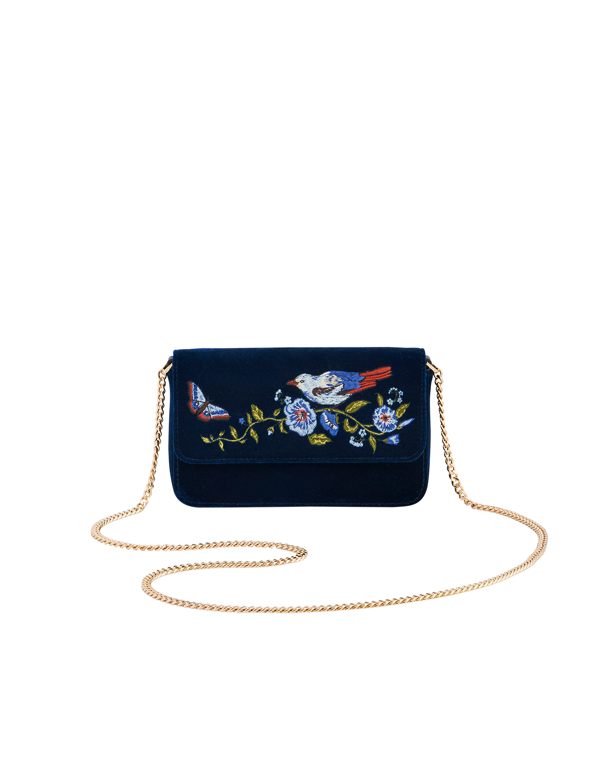 Sophia Nightingale Embroidered Velvet Clutch, Alternate, color, Navy