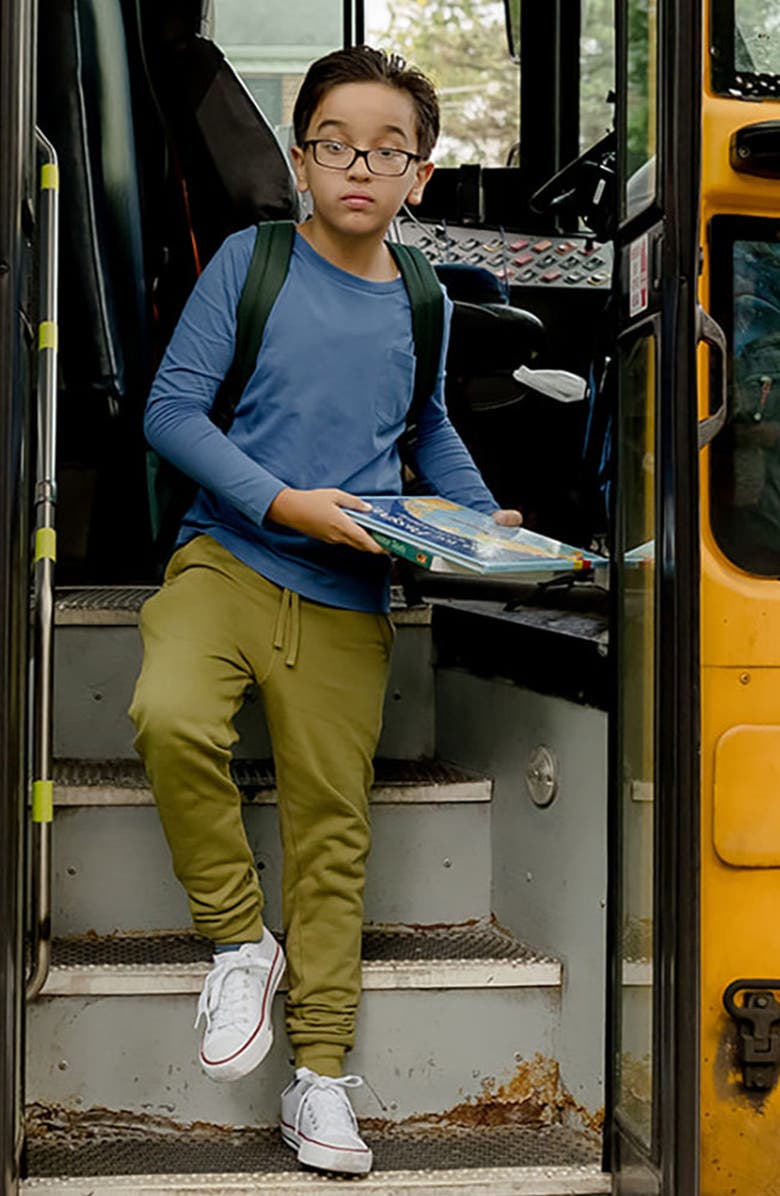 Mightly Organic Cotton Fleece Pocket Joggers, Alternate, color, Olive