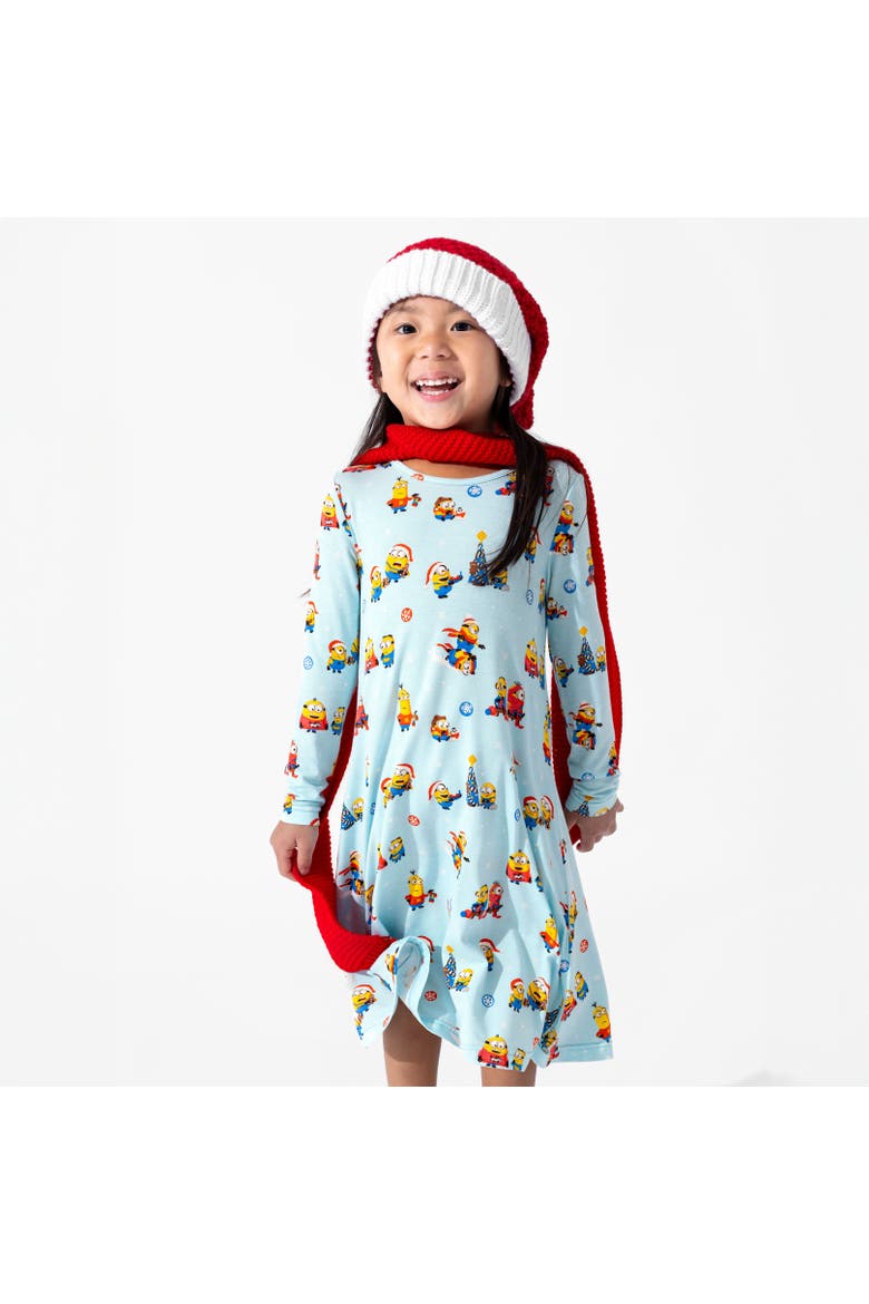 Kids' Merry Minions Holiday Long Sleeve Dress, Alternate, color, Merry Minions Holiday