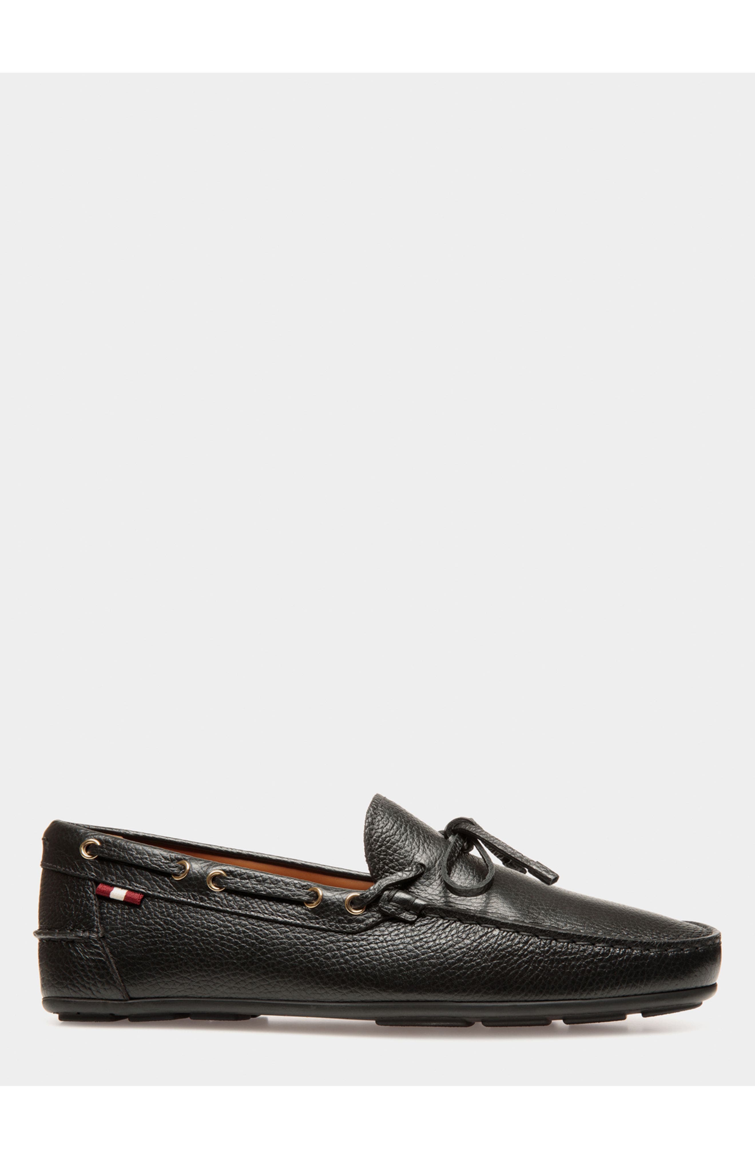 Bally Clay Driver in Grained Leather, Main, color, Black