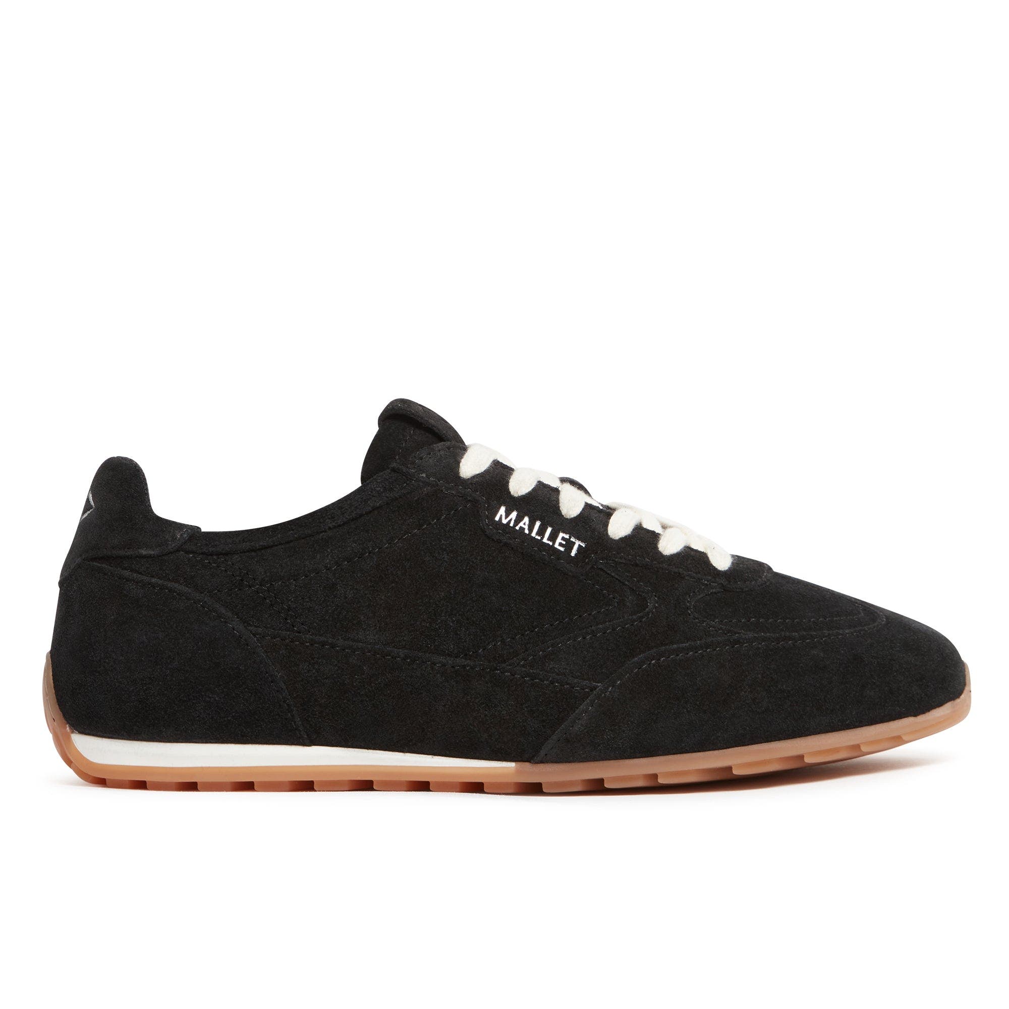 MALLET Penn Gum Leather Retro Runner Trainers, Main, color, Black