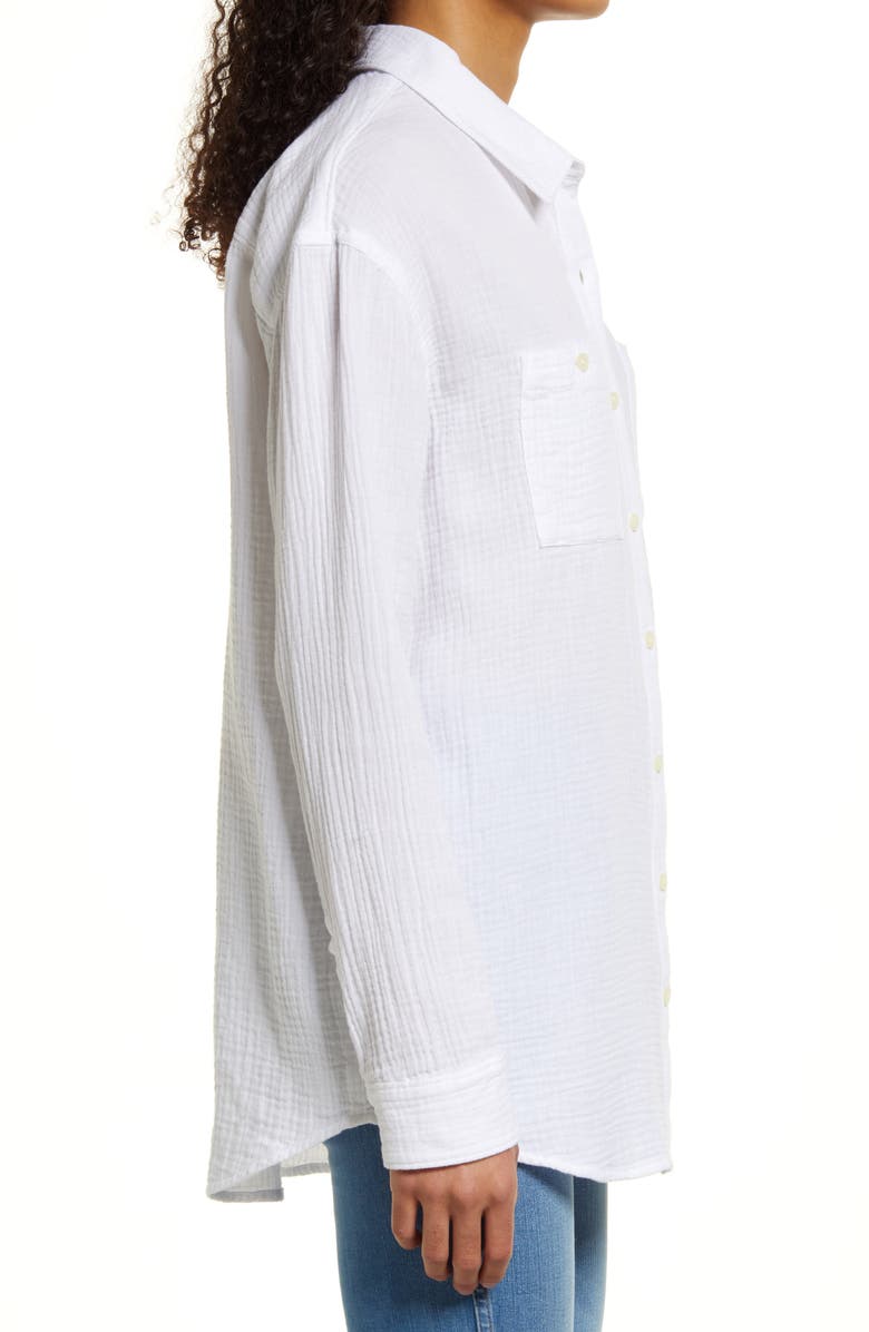 Caslon<sup>®</sup> Long Sleeve Gauze Button-Up Shirt, Alternate, color,