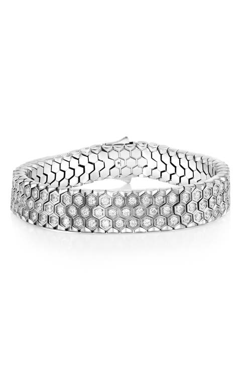 Men's Honeycomb Textured Cubic Zirconia Bracelet