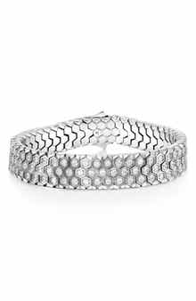 Men's Honeycomb Textured Cubic Zirconia Bracelet