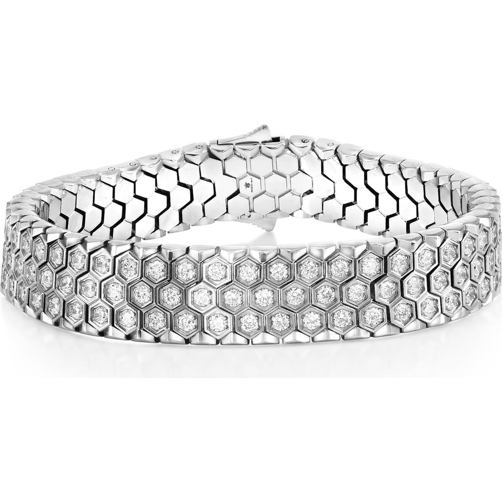 Blackjack Honeycomb Textured Cubic Zirconia Bracelet In Silver