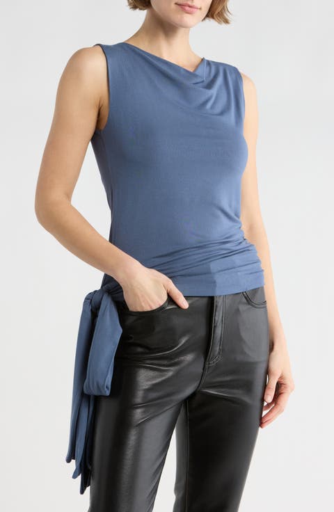 Side Tie Stretch Modal Top