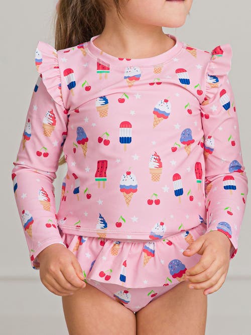 Shop Rufflebutts Baby/toddler Girls Upf50+ Sun Protected Skirted Flutter Long Sleeve Rash Guard Bikini