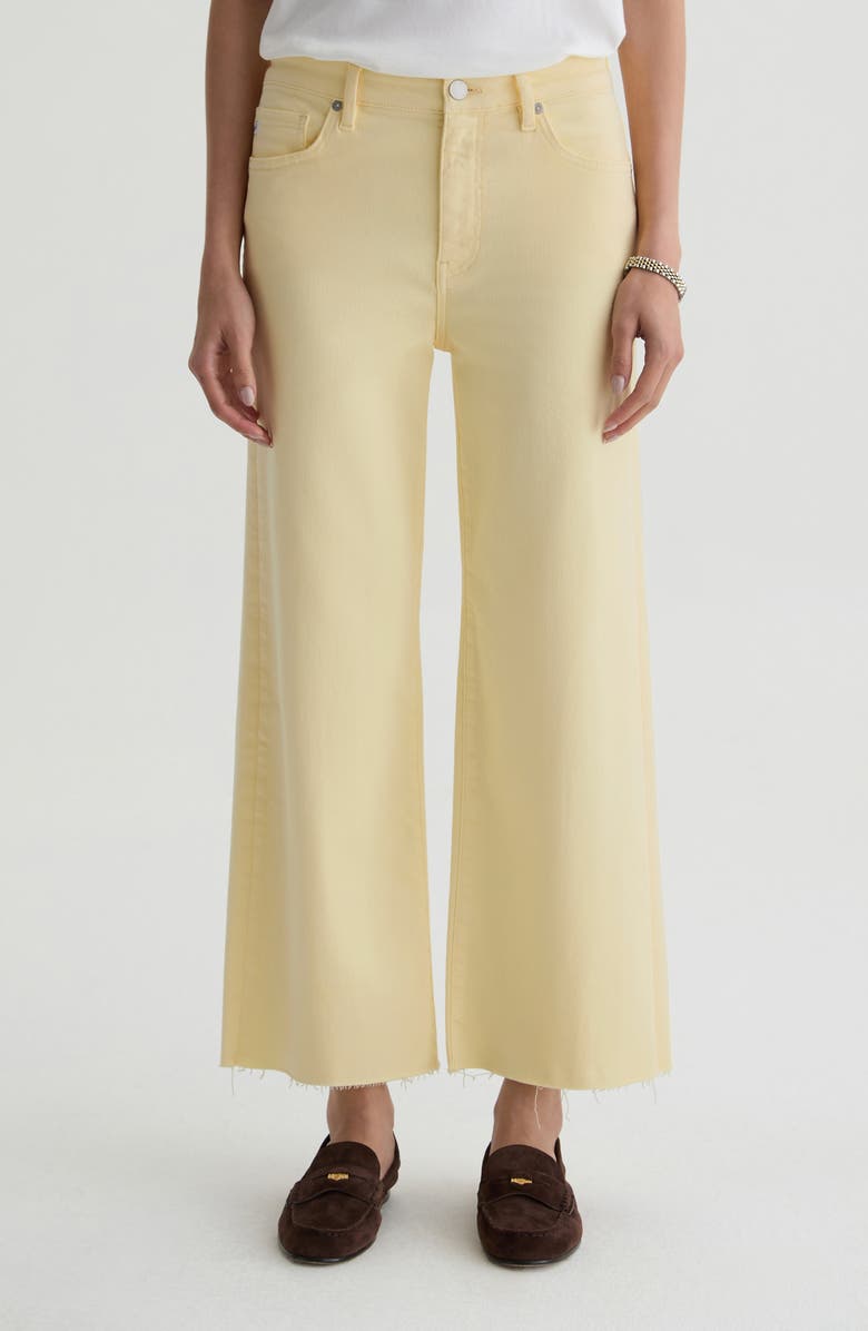 AG Saige Raw Hem Ankle Wide Leg Jeans, Main, color, Sunlight Yellow