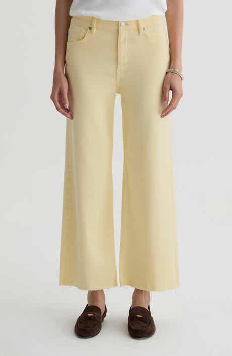 Saige Raw Hem Ankle Wide Leg Jeans
