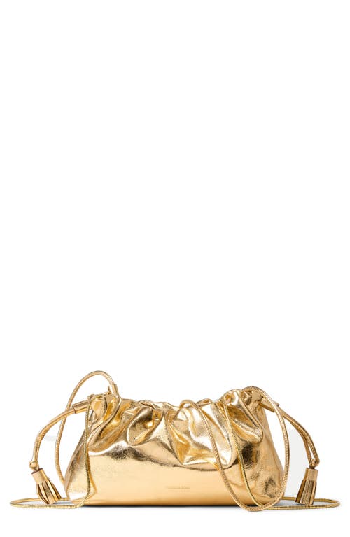 Veronica Beard Small Ruched Metallic Leather Clutch Bag In Gold