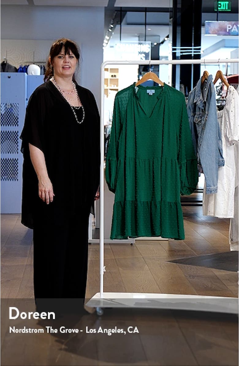 Long Sleeve Clip Dot Babydoll Dress, sales video thumbnail