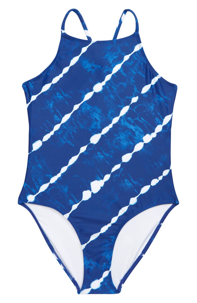 Zella Girl Crossover One-Piece Swimsuit, Main, color,