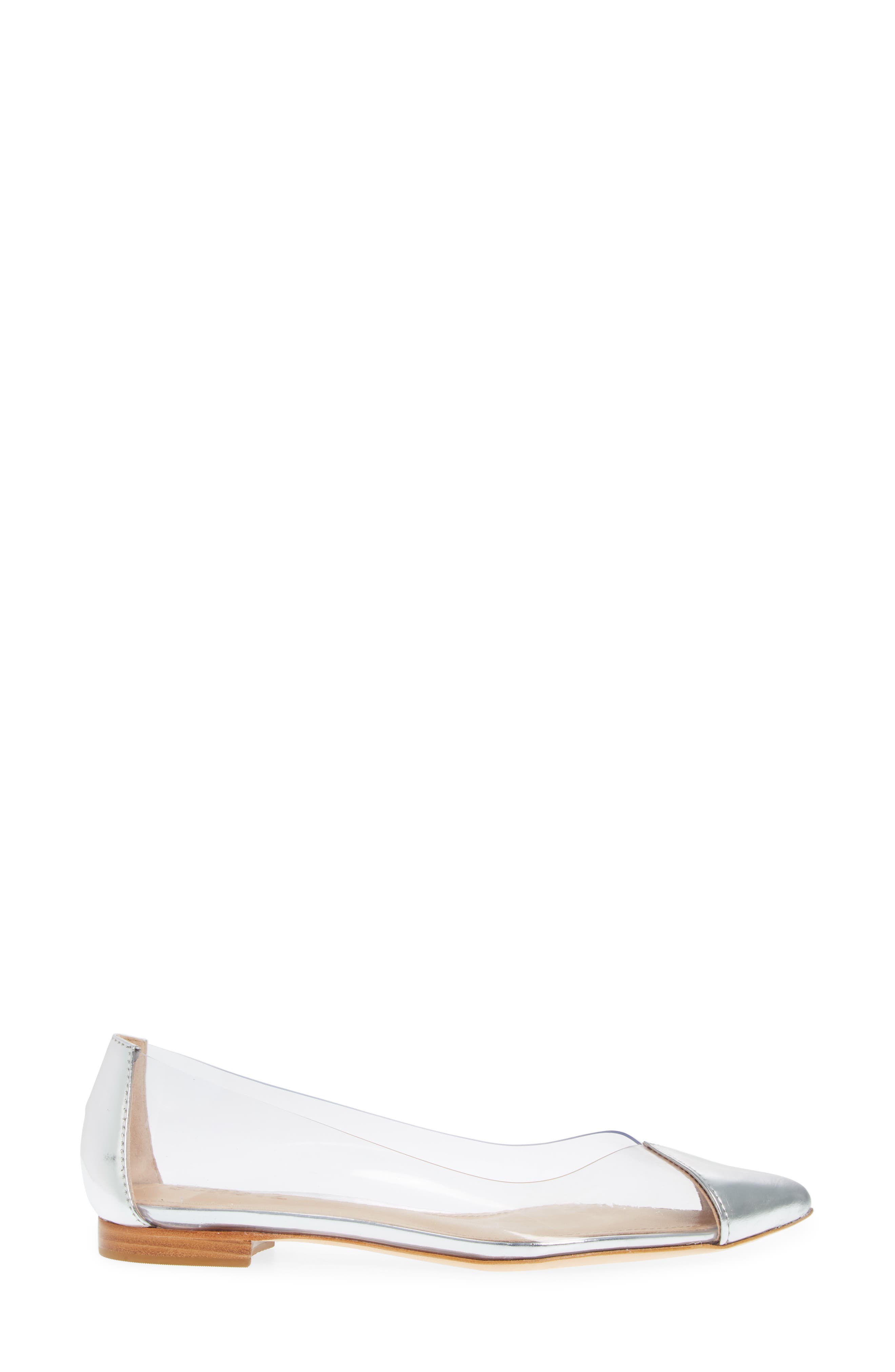 Clearly Pointy Toe Flat, Alternate, color, SILVER