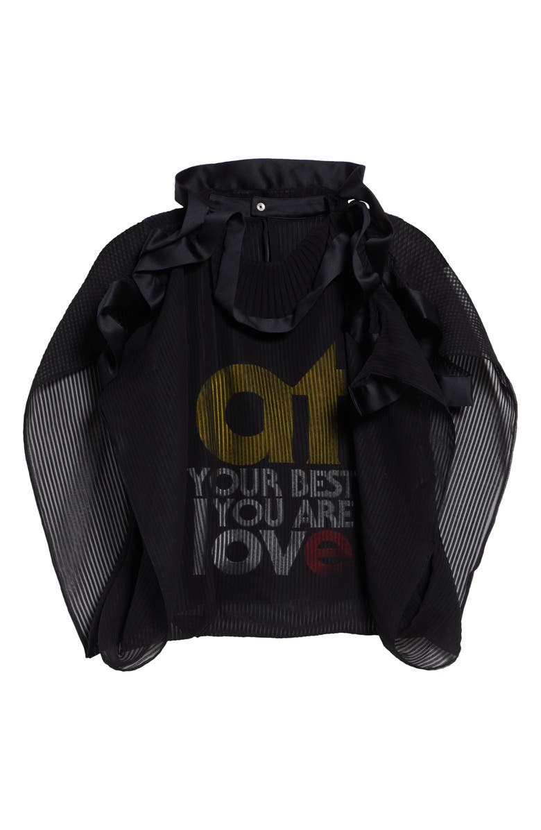 Sacai At Your Best, You Are Love Mixed Media Top, Main, color, Black