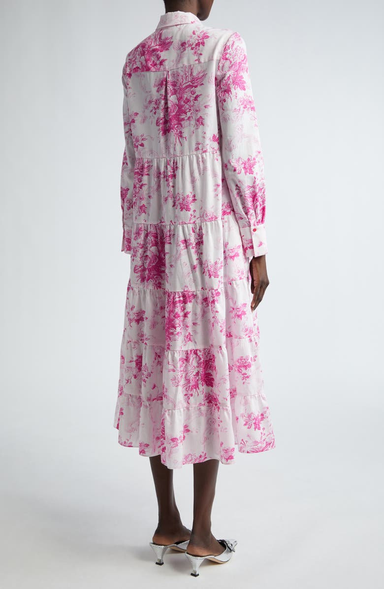 Erdem Floral Print Long Sleeve Tiered Shirtdress, Alternate, color, 