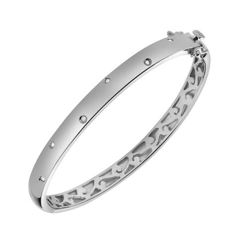 Starlit Grace 0.07 Ct Diamond Bangle in 925 Sterling Silver