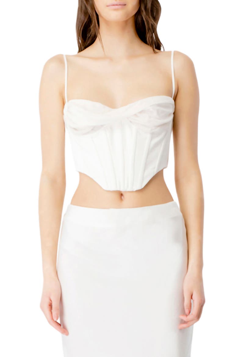 Draped Corset Bustier Top, Main, color, ORCHID WHITE