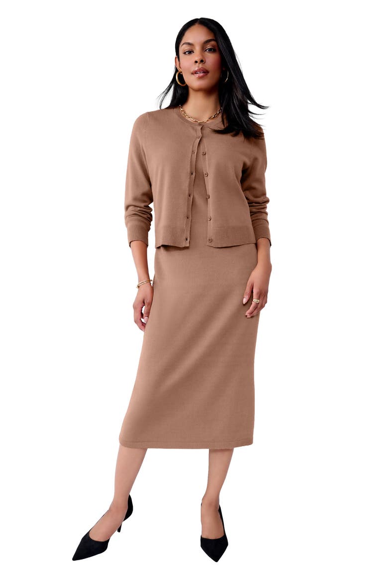 Two Piece Sweater Dress Set, Main, color, CREAMY MOCHA