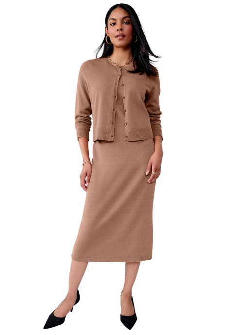 Two Piece Sweater Dress Set (Plus)