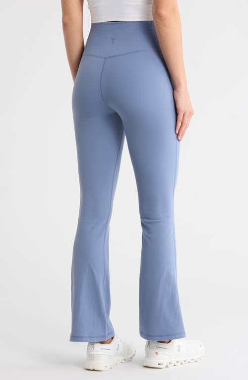 Yogalicious Ultra Lush Madison Crossover Flare Leggings In Blue