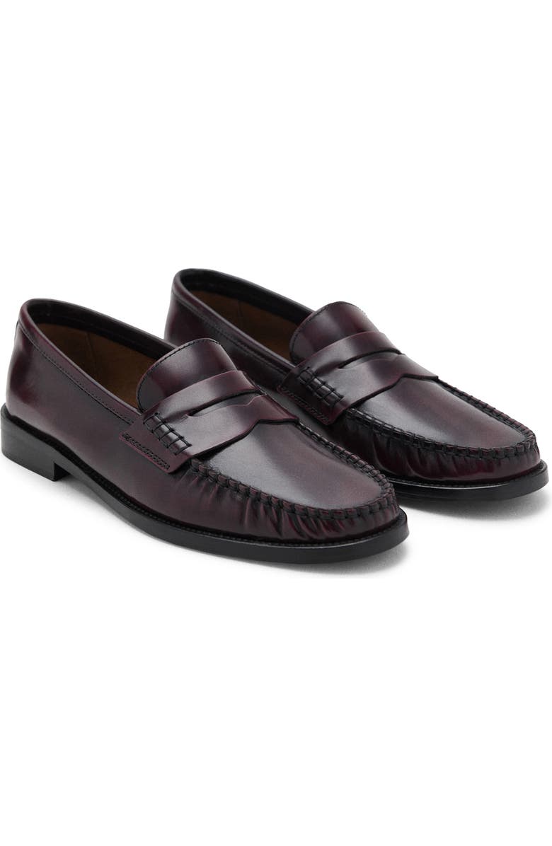MANGO Luisa Penny Loafer, Main, color, Burgundy