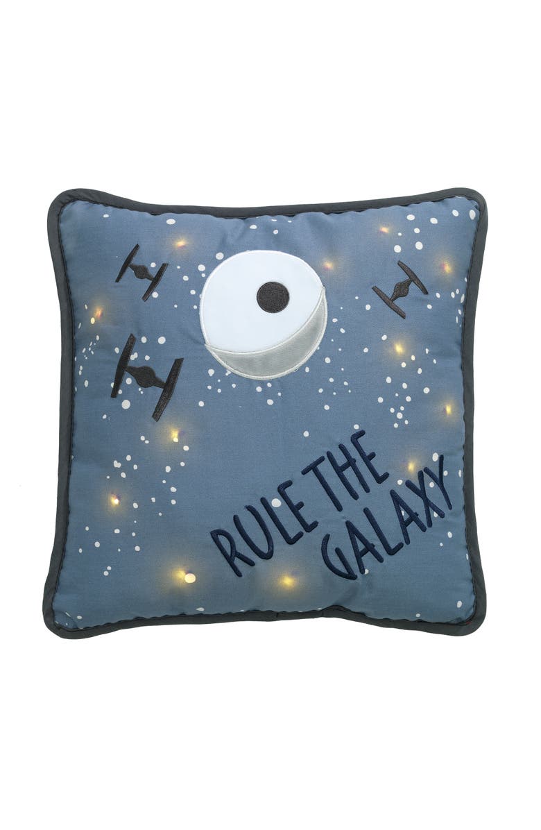 Lambs & Ivy Star Wars Signature Galaxy LED Light-Up Decorative Throw Pillow, Main, color, Blue