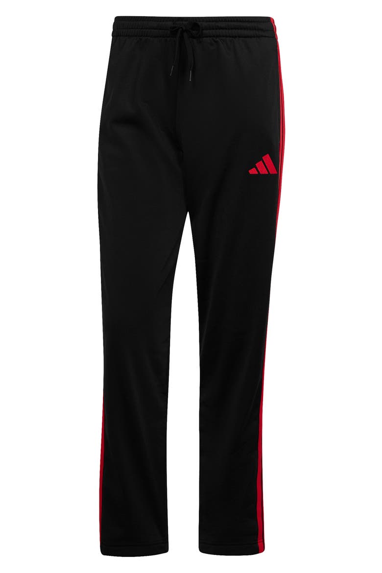 Essentials 3-Stripes Track Pants, Alternate, color, BLACK/ PURE RUBY
