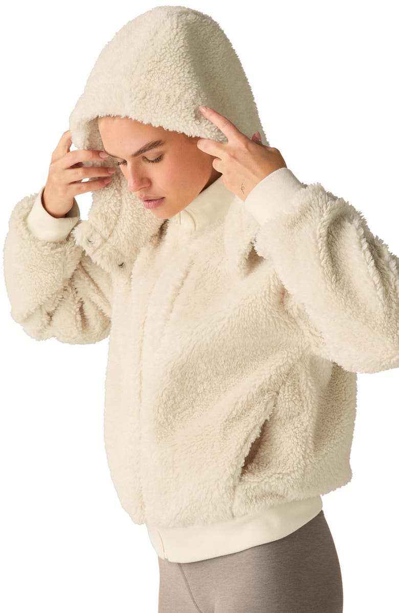Beyond Yoga Adventure Faux Shearling Hoodie, Alternate, color, Ivory