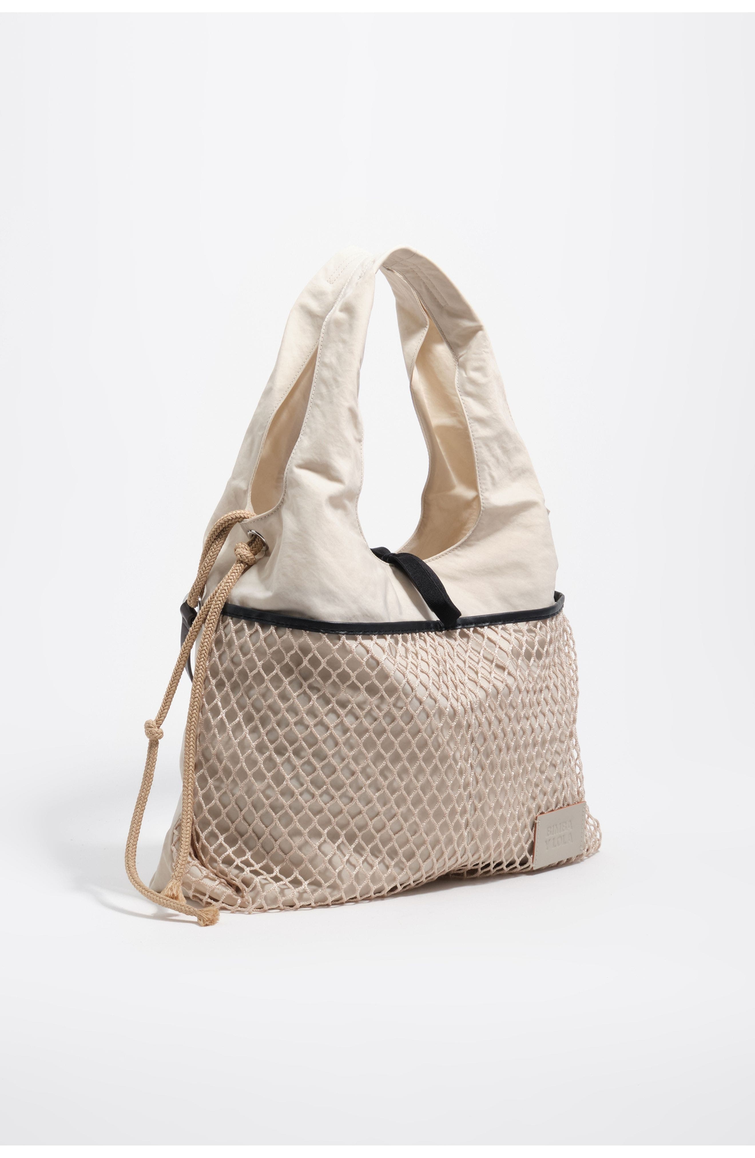 Bimba y Lola Nylon Shoulder Shopper, Main, color, Stonewhite