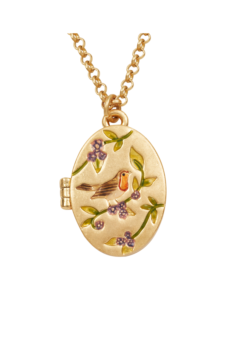 Fable England Robin & Blackberry Gold Locket Chain Necklace, Alternate, color, Gold
