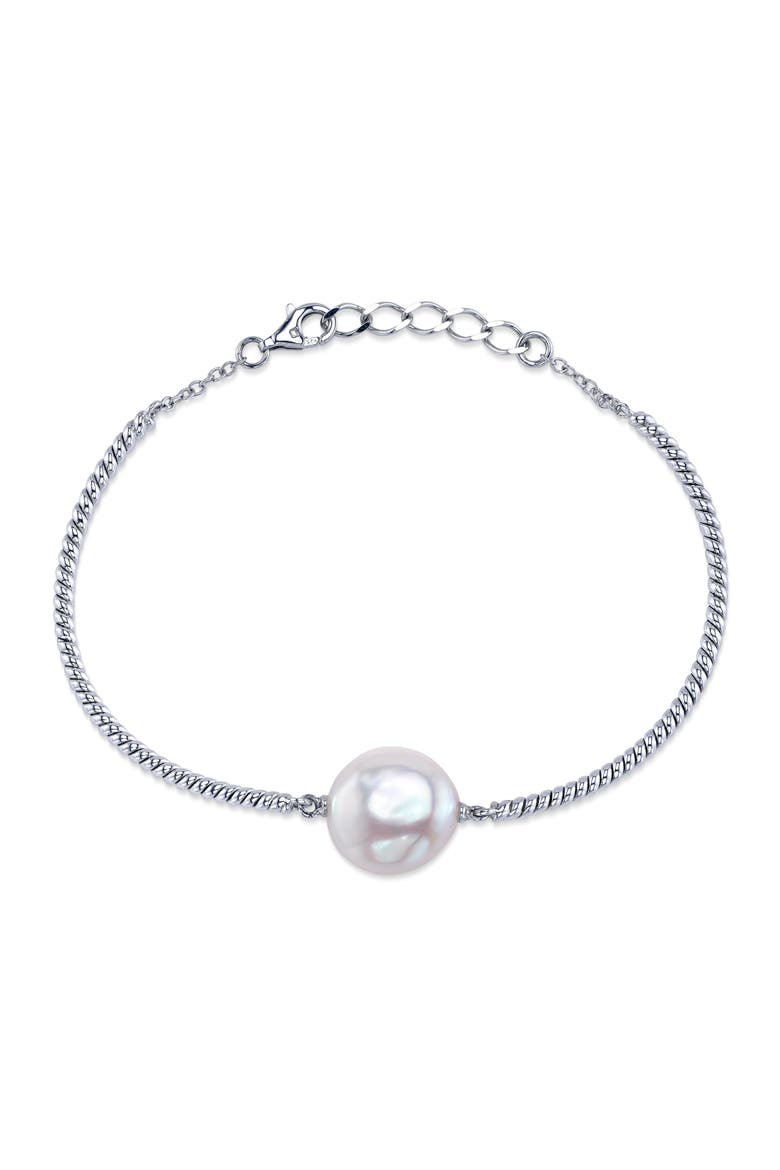 White Freshwater Baroque Pearl June Bracelet, Main, color, Sterling Silver Base