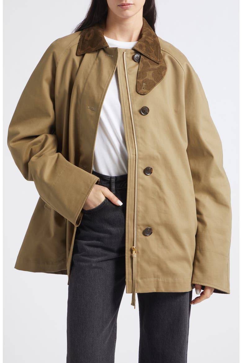 Essee Solid Cotton Coat, Main, color, BROWN