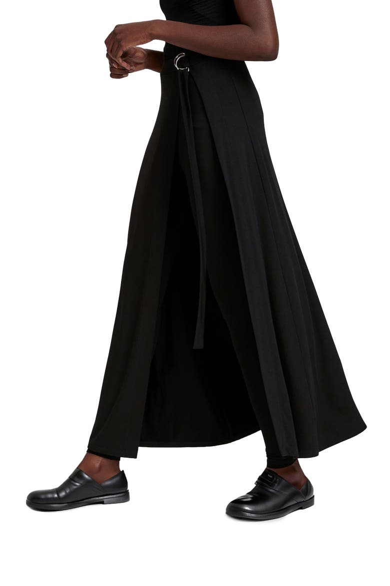 Waverly Tie Belt Jersey Skirted Pants, Alternate, color, BLACK